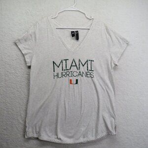 Miami Hurricanes T Shirt Womens Size Extra Large Adidas Gray V Neck Spellout‎